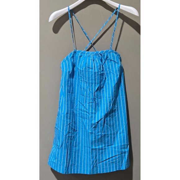 A New Day Blue Striped Strappy Sleeveless Tank Shift Mini Dress - Picture 2 of 7